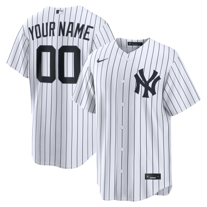 Men's New York Yankees White Home Replica Custom Jersey