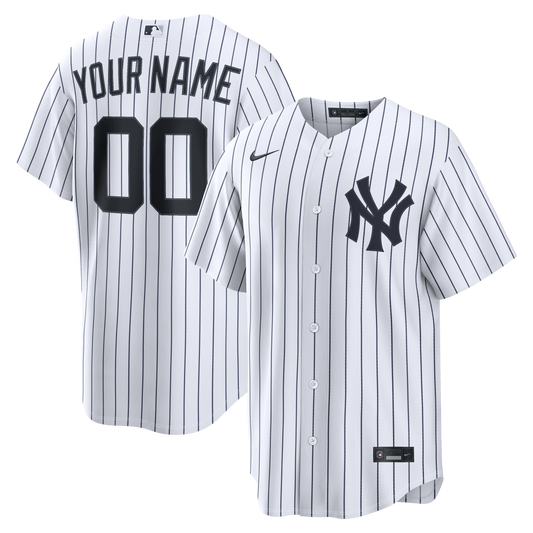 Men's New York Yankees White Home Replica Custom Jersey