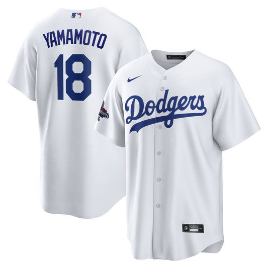 Men's Los Angeles Dodgers Yoshinobu Yamamoto White 2024 World Series Champions Home Player Jersey