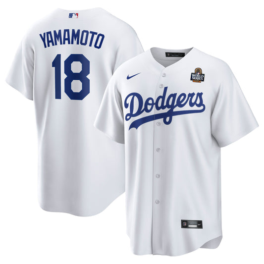 Men's Los Angeles Dodgers Yoshinobu Yamamoto  White 2024 World Series Home  Player Jersey