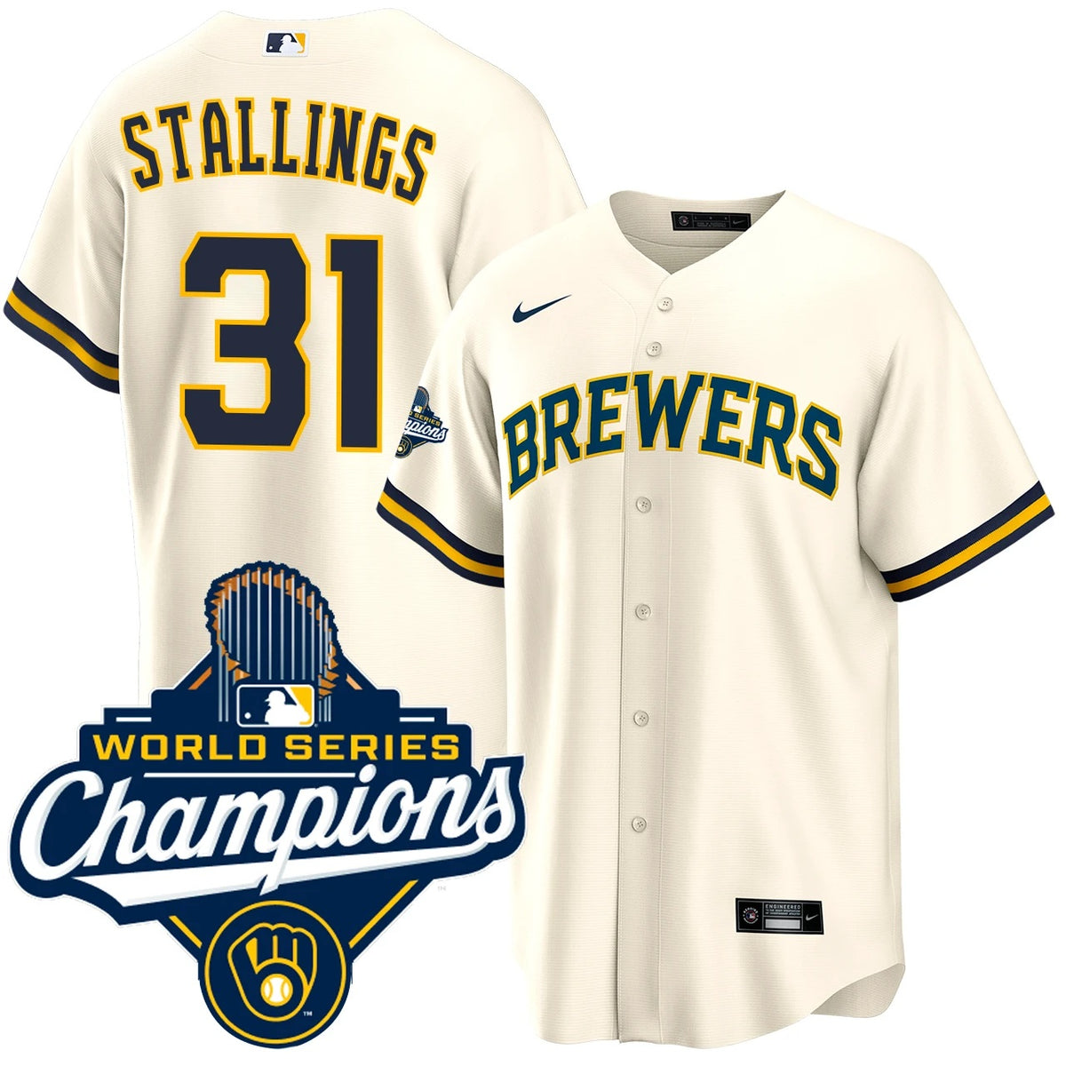 Men's Garrett Stallings Milwaukee Brewers 2026 World Series Champions Home Jersey