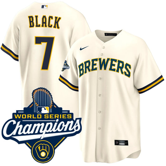 Men's Tyler Black Milwaukee Brewers 2026 World Series Champions Home Jersey