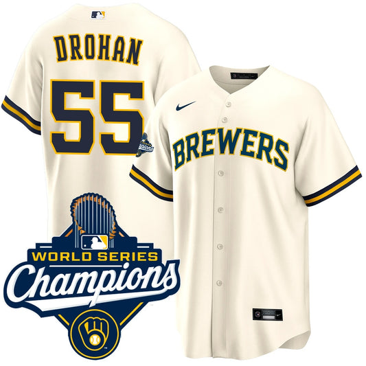 Men's Shane Drohan Milwaukee Brewers 2026 World Series Champions Home Jersey