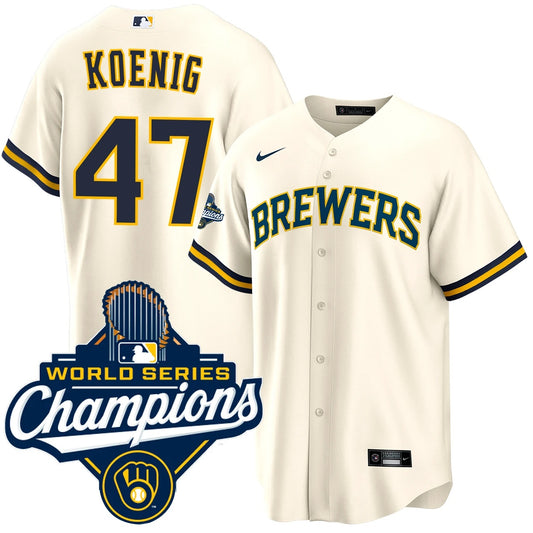 Men's Jared Koenig Milwaukee Brewers 2026 World Series Champions Home Jersey
