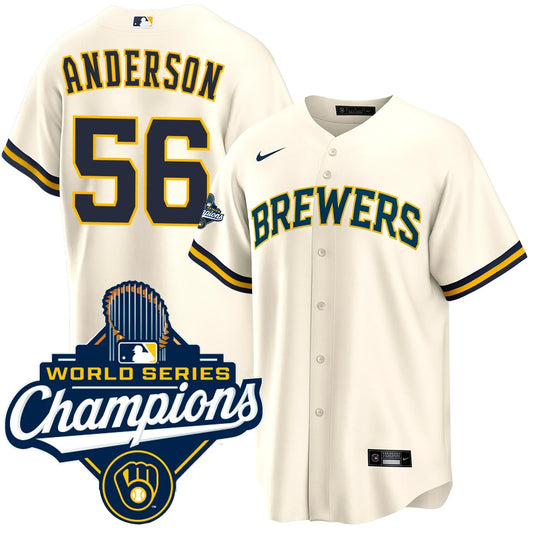 Men's Grant Anderson Milwaukee Brewers 2026 World Series Champions Home Jersey
