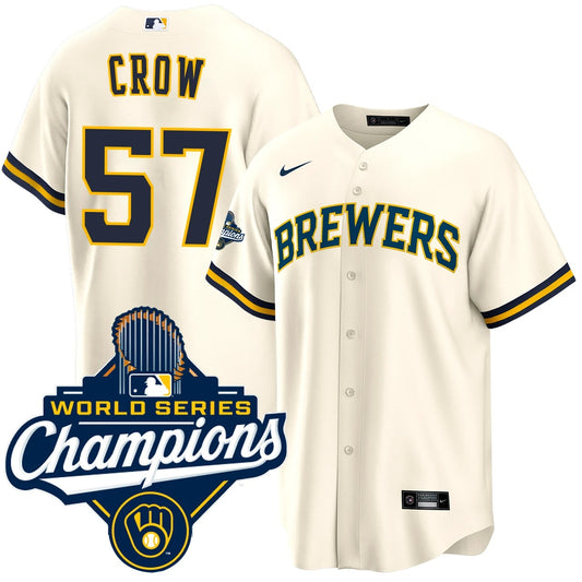 Men's Coleman Crow Milwaukee Brewers 2026 World Series Champions Home Jersey