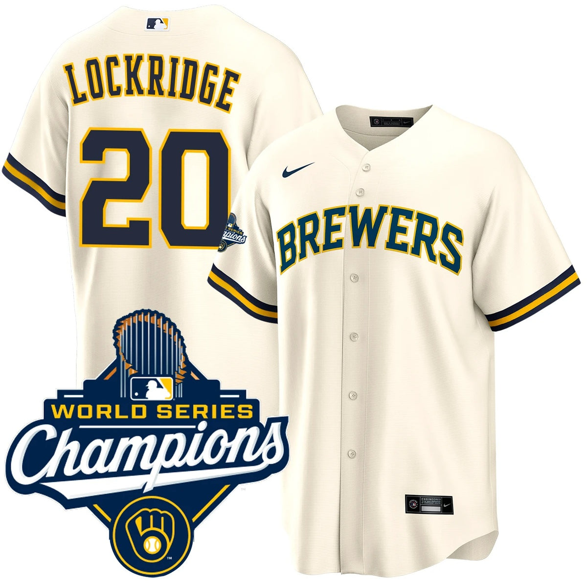 Men's Brandon Lockridge Milwaukee Brewers 2026 World Series Champions Home Jersey