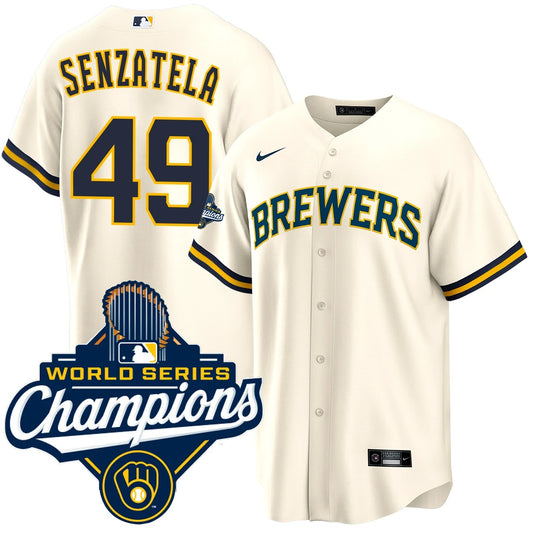 Men's Antonio Senzatela Milwaukee Brewers 2026 World Series Champions Home Jersey