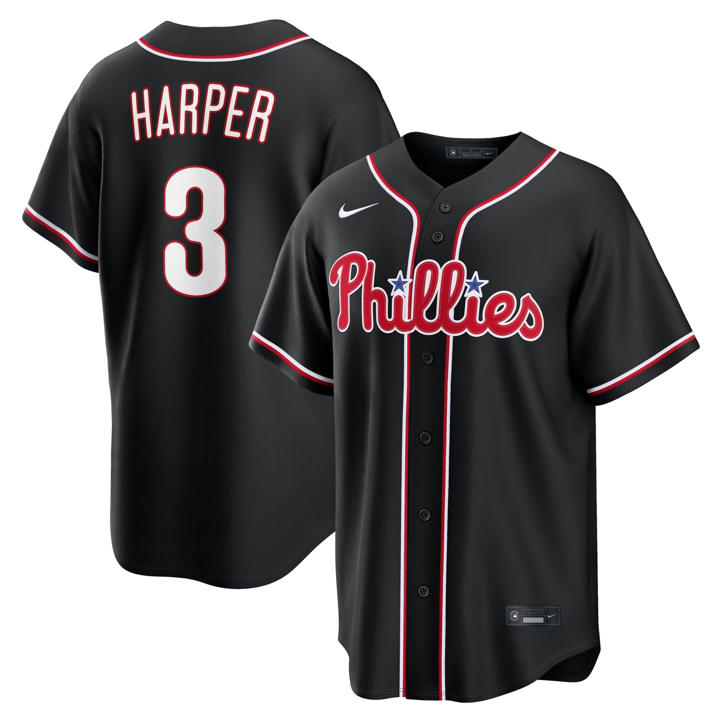 Men's Philadelphia Phillies Bryce Harper Fashion Black Out Jersey