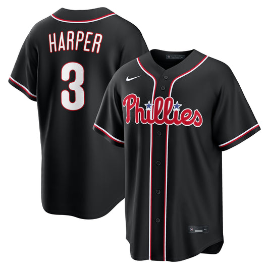 Men's Philadelphia Phillies Bryce Harper Fashion Black Out Jersey