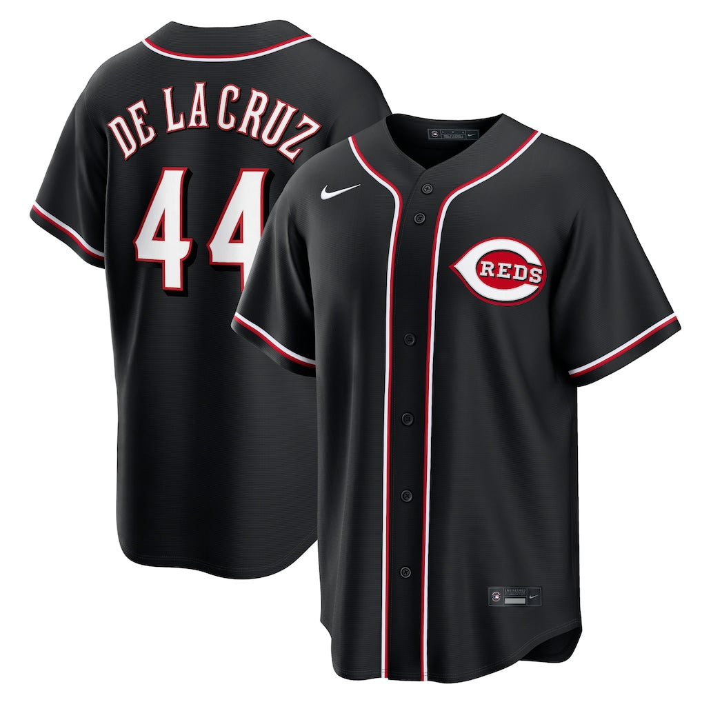 Men's Cincinnati Reds Elly De La Cruz Fashion Black Out Jersey