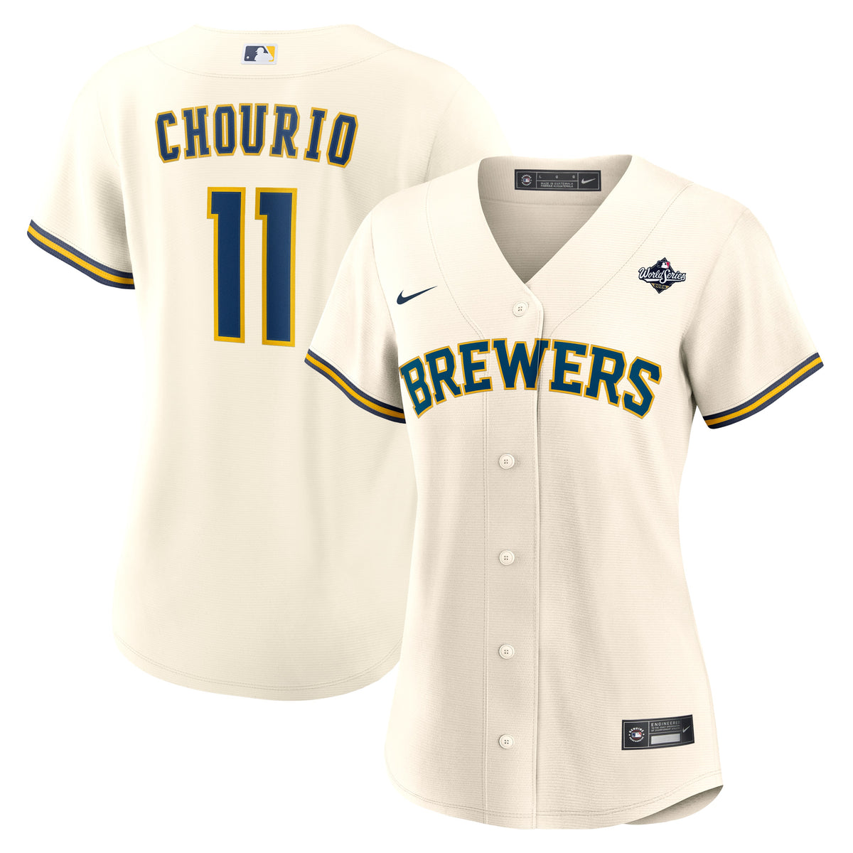 WOMEN'S Milwaukee Brewers Jackson Chourio Cream 2026 World Series Home Jersey