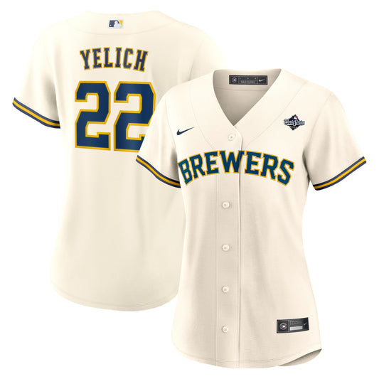 WOMEN'S Milwaukee Brewers Christian Yelich Cream 2026 World Series Home Jersey