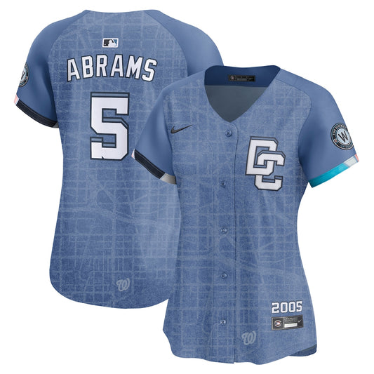 Women's Washington Nationals CJ Abrams Blue 2025 City Connect  Jersey