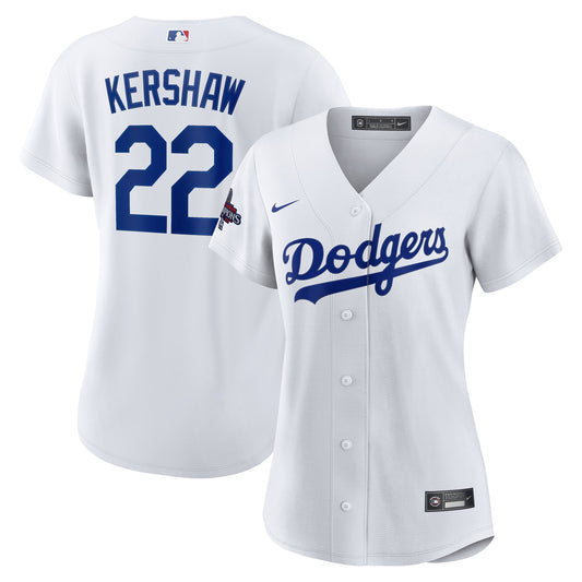 Women's Los Angeles Dodgers Clayton Kershaw White 2024 World Series Champions Home Player Jersey