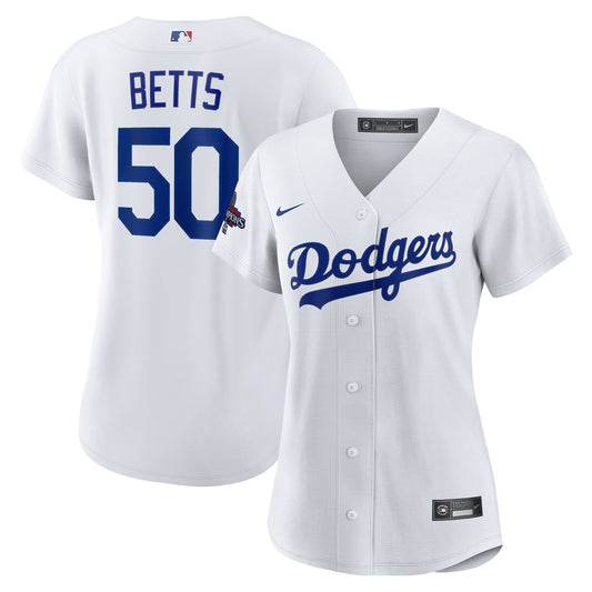 Women's Los Angeles Dodgers Mookie Betts White 2024 World Series Champions Home Player Jersey