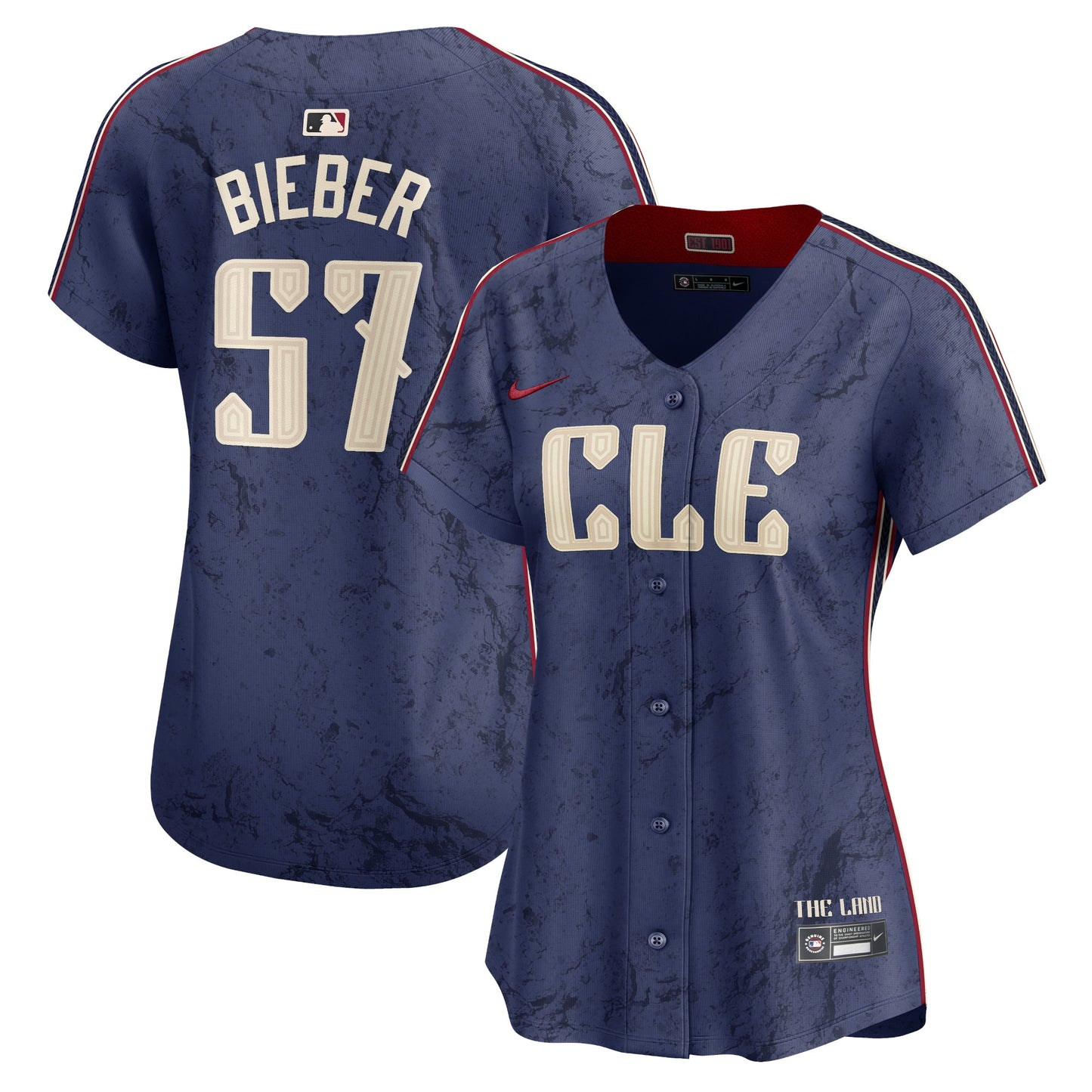 Women's Cleveland Guardians Shane Bieber Navy 2024 City Connect Jersey