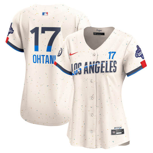 Women's Los Angeles Dodgers Shohei Ohtani Cream 2025 World Series Champions Jersey