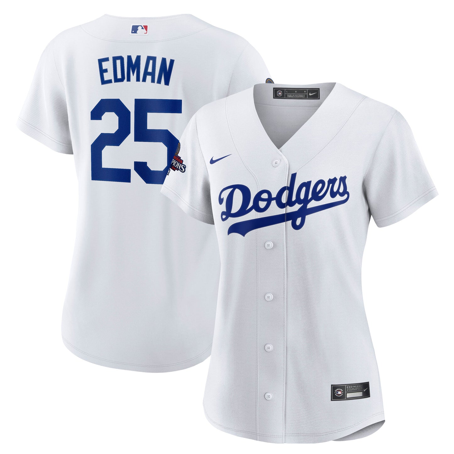 Women's Los Angeles Dodgers Tommy Edman White 2024 World Series Champions Home Player Jersey