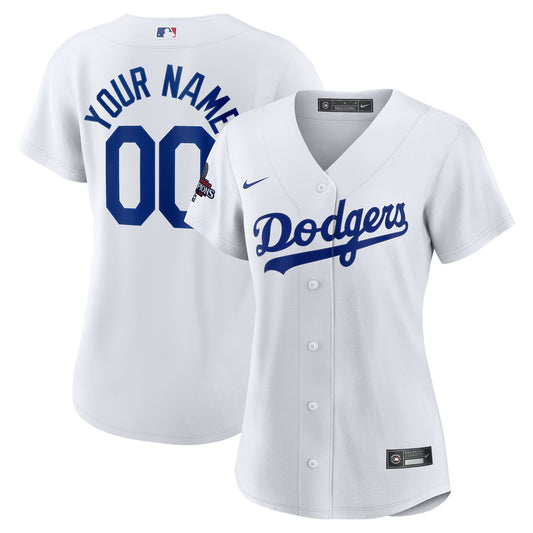 Women's CUSTOM Los Angeles Dodgers White 2024 World Series Champions Home Jersey