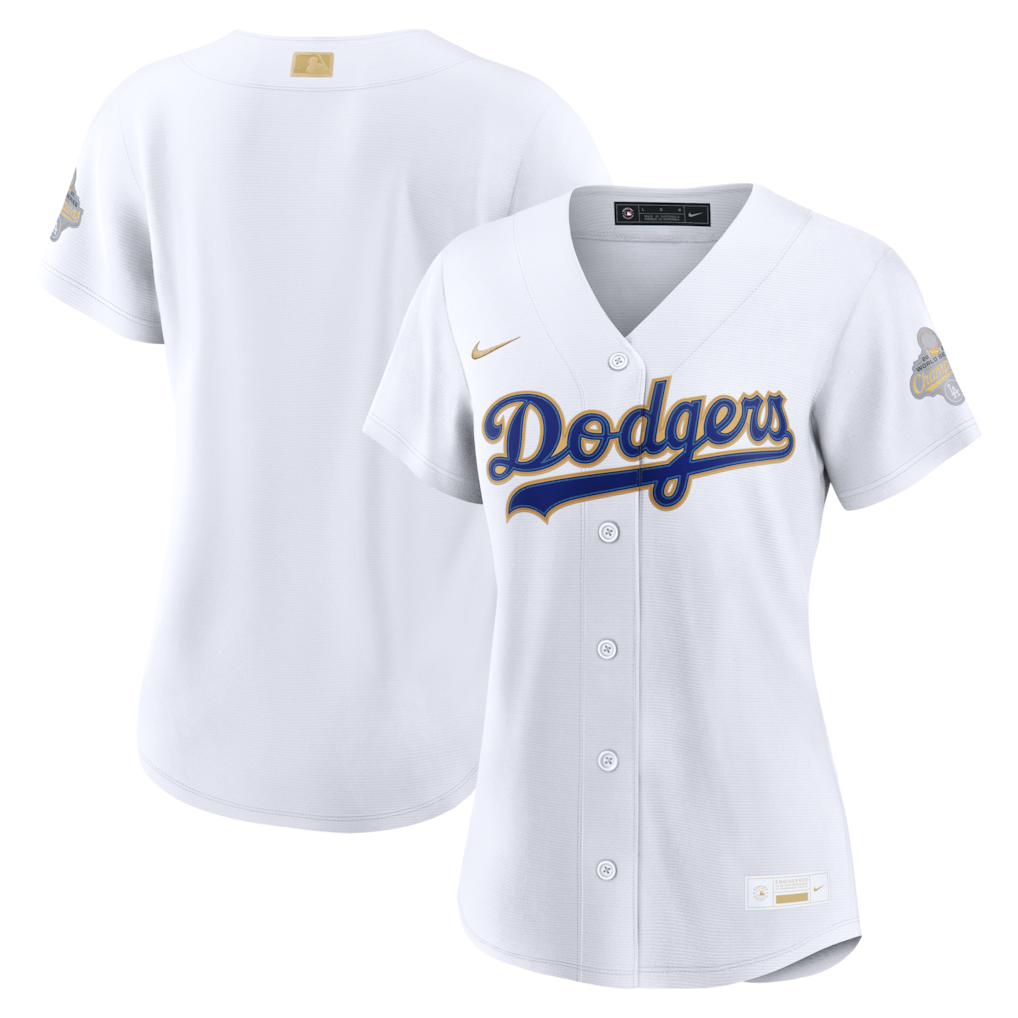 Women's Los Angeles Dodgers White 2026 Gold Collection Stadium Jersey