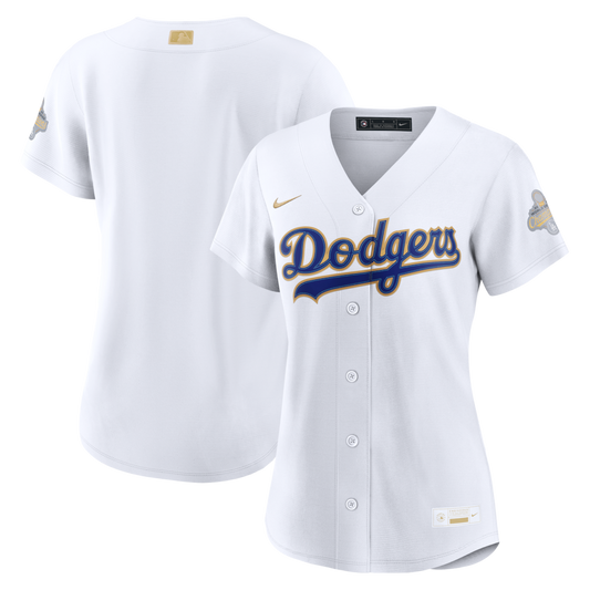 Women's Los Angeles Dodgers White 2026 Gold Collection Stadium Jersey