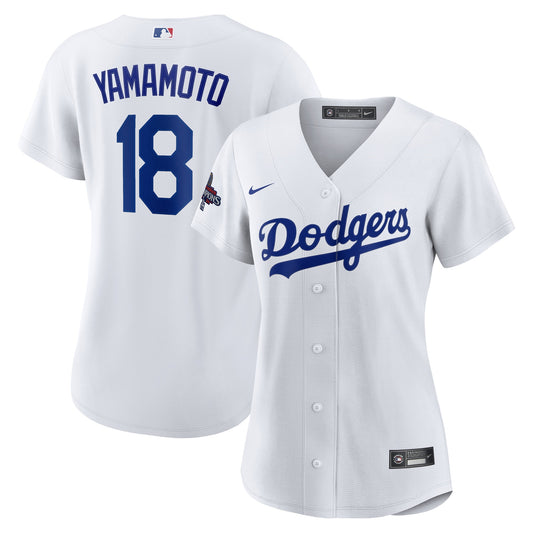 Women's Los Angeles Dodgers Yoshinobu Yamamoto White 2024 World Series Champions Home Player Jersey