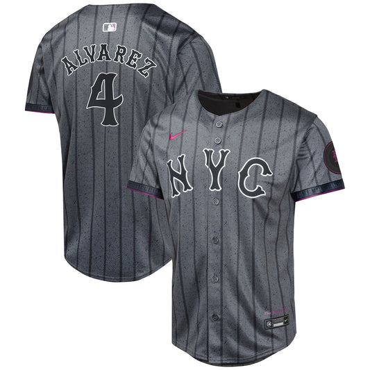 YOUTH New York Mets Francisco Alvarez Graphite 2024 City Connect Player Jersey