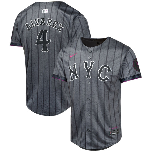 Youth New York Mets Francisco Alvarez Graphite 2024 City Connect Player Jersey