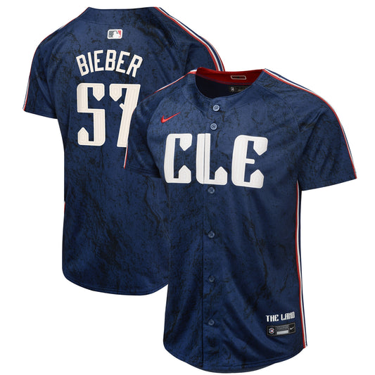 YOUTH Cleveland Guardians Shane Bieber Navy 2024 City Connect Jersey