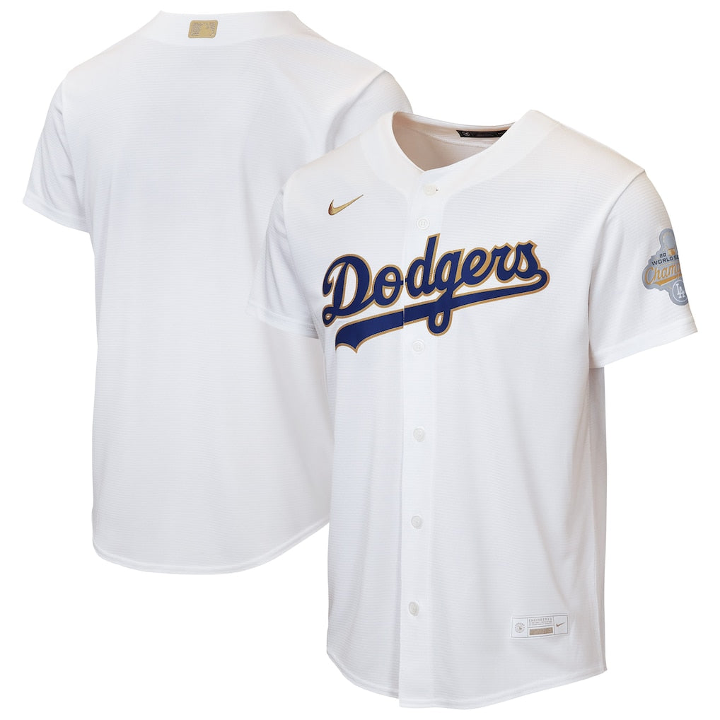 Youth Los Angeles Dodgers White 2026 Gold Collection Stadium Jersey