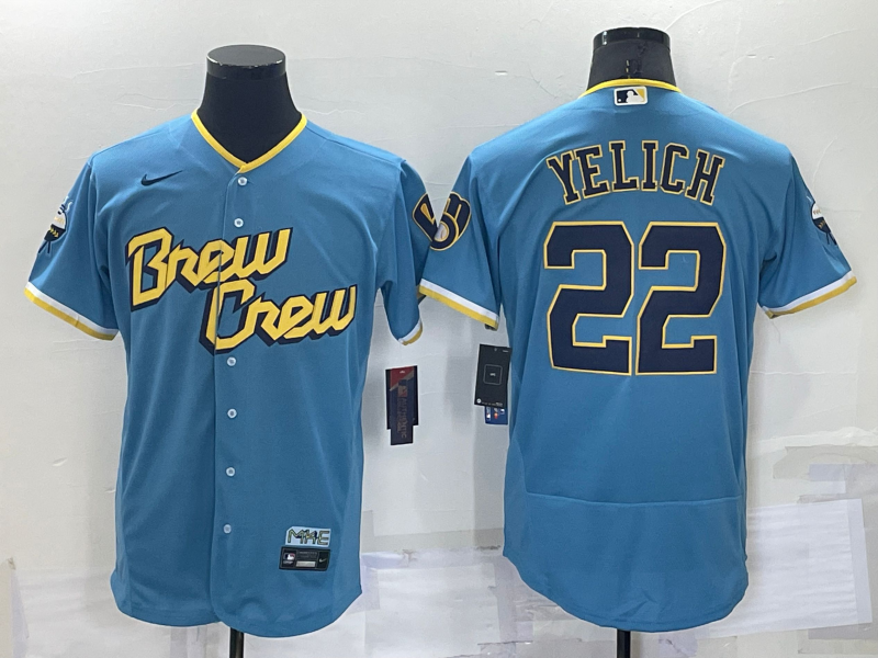 Men's Milwaukee Brewers Christian Yelich Powder Blue 2022 City Connect Replica Player Jersey