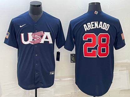 Men's Nolan Arenado Navy USA Baseball 2023 World Baseball Classic Replica Jersey