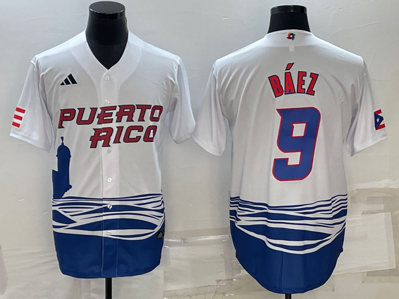 Men's Puerto Rico Baseball Javier Báez 2023 World Baseball Classic Replica Jersey