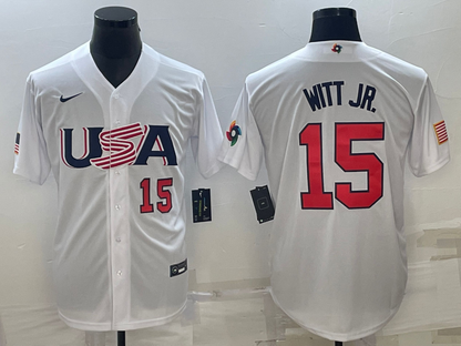 Men's Bobby Witt White USA Baseball 2023 World Baseball Classic Replica Jersey