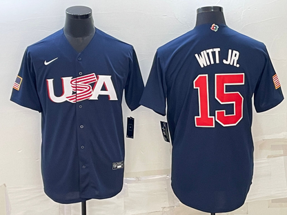 Men's Bobby Witt Navy USA Baseball 2023 World Baseball Classic Replica Jersey