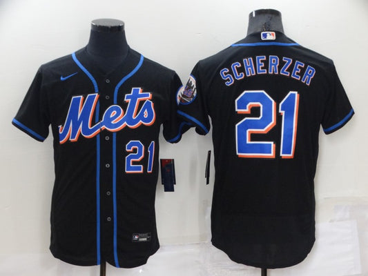 Men's Max Scherzer #21 New York Mets Player Black Jersey -Flex Base