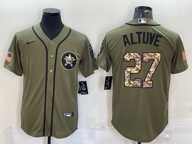 Men's Houston Astros Jose Altuve #27 World Series Player Jersey -Olive