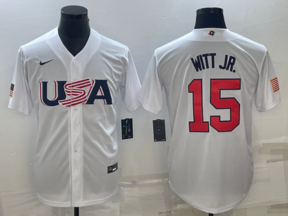 Men's Bobby Witt White USA Baseball 2023 World Baseball Classic Replica Jersey