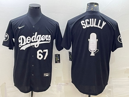 Men's Los Angeles Dodgers #67 Vin Scully Black Stitched Fashion Jersey