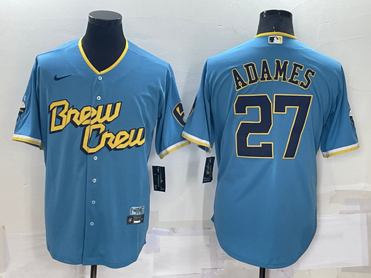 Men's Milwaukee Brewers Willy Adames Powder Blue 2022 City Connect Replica Player Jersey