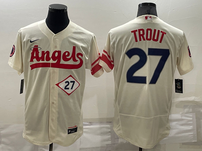 Men's Los Angeles Angels Mike Trout Cream 2022 City Connect Replica Player Jersey