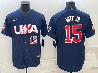 Men's Bobby Witt Navy USA Baseball 2023 World Baseball Classic Replica Jersey