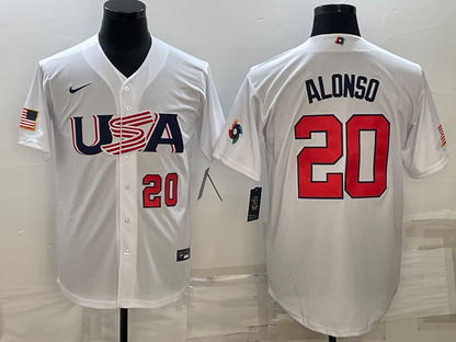 Men's Pete Alonso White USA Baseball 2023 World Baseball Classic Replica Jersey