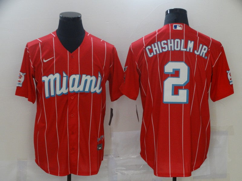 Men's Jazz Chisholm Jr Miami Marlins Red 2021 City Connect Replica Player Jersey