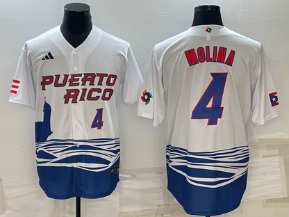 Men's Yadier Molina White Puerto Rico Baseball  2023 World Baseball Classic Replica Jersey