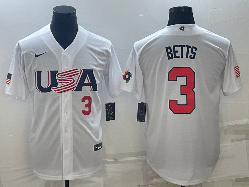 Men's Mookie Betts White USA Baseball 2023 World Baseball Classic Replica Jersey