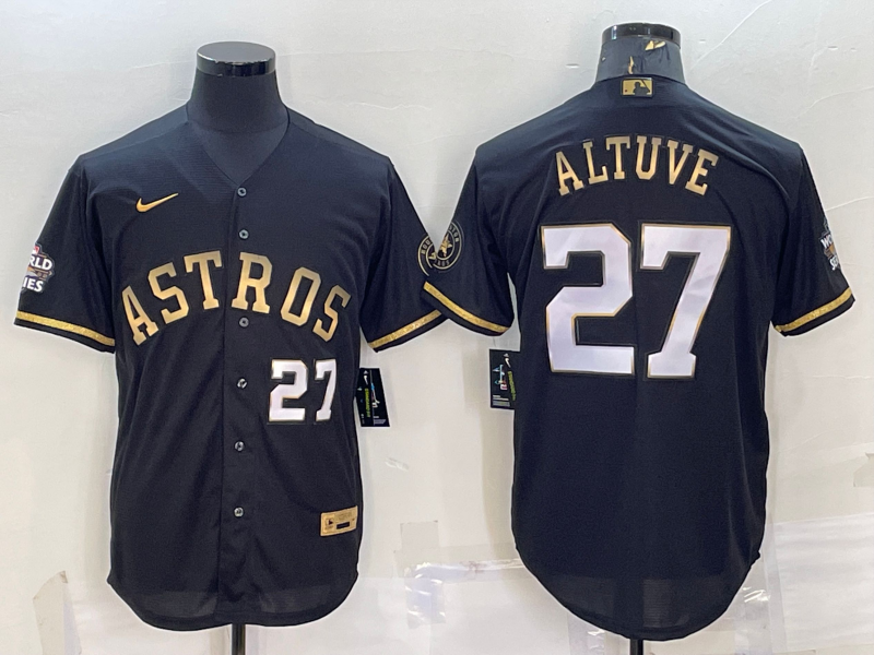 Men's Houston Astros Jose Altuve #27 World Series Player Jersey -Black