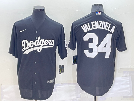 Men's Fernando Valenzuela Los Angeles Dodgers Player Replica Jersey - Black