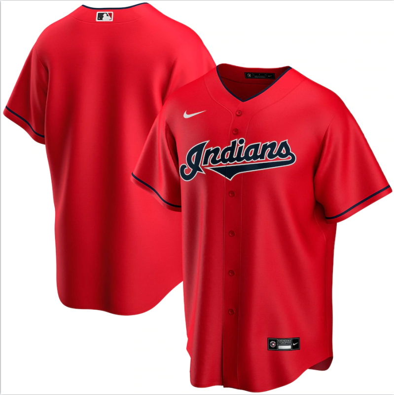 Men's Player_NAME #00 Custom Cleveland Indians Player Red Jersey